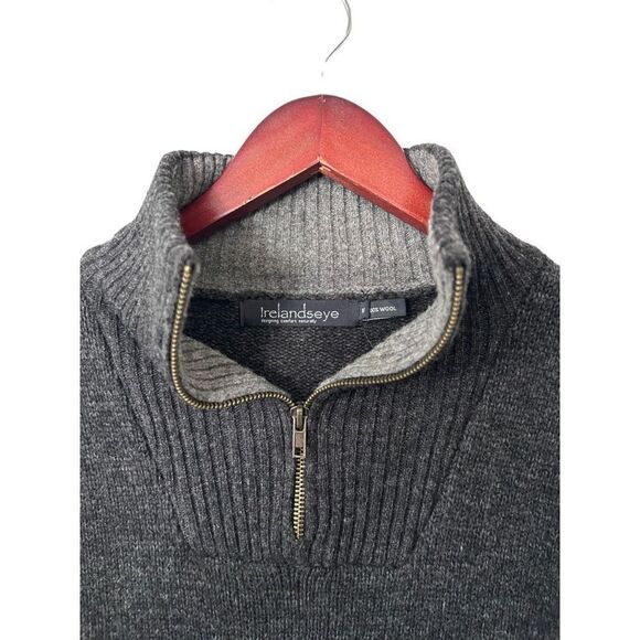 Irelandseye 100% Wool Gray Quarter Zip Sweater Size M Classic Staple Capsule - Picture 5 of 11